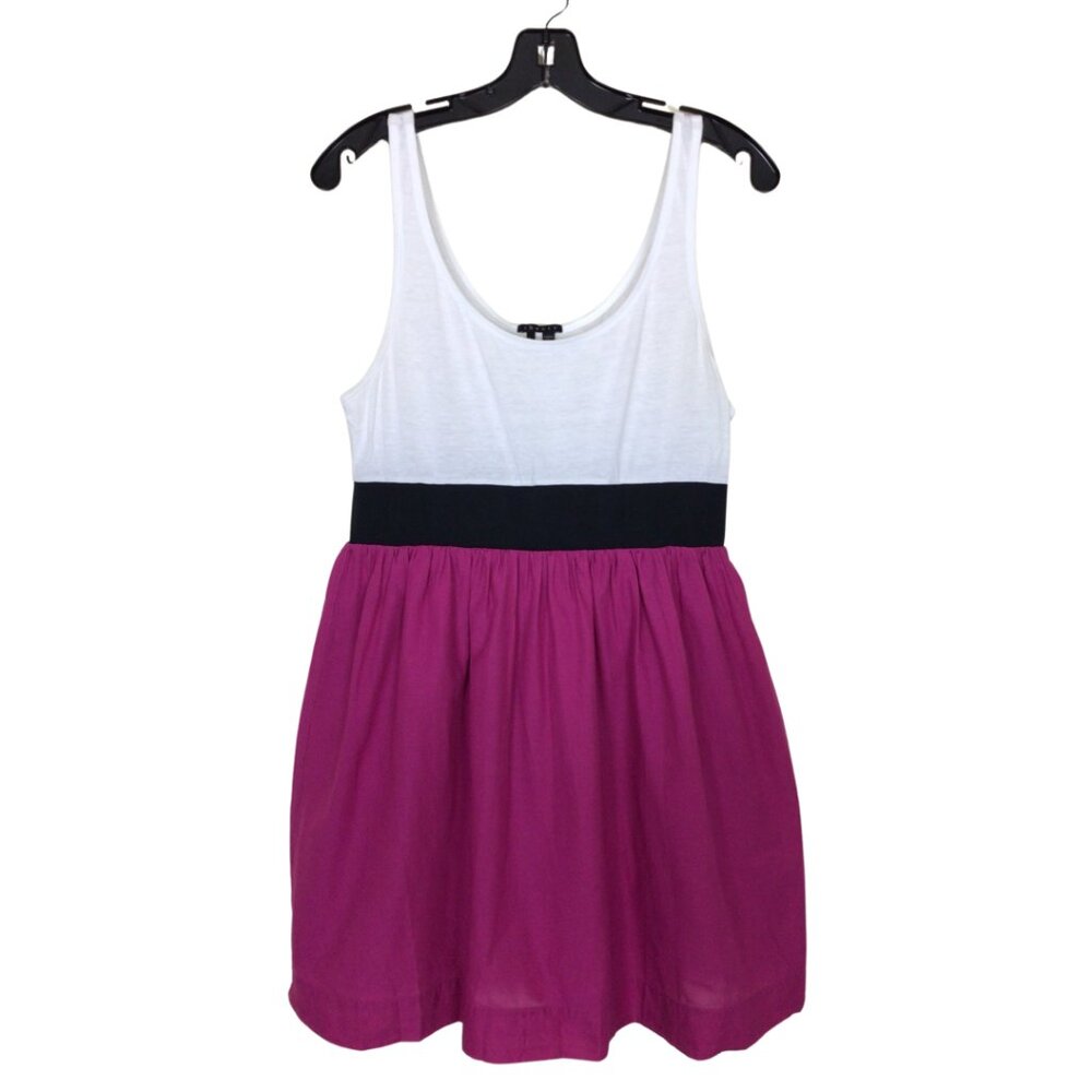 Theory Dress Women’s L Large White Black Pink Sleeveless Tank Mini Color Block